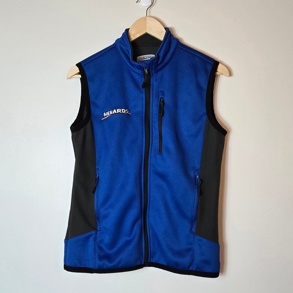 Menards Womens Blue Softshell Full Zip Fleece Lined Work Vest Small RN 20849